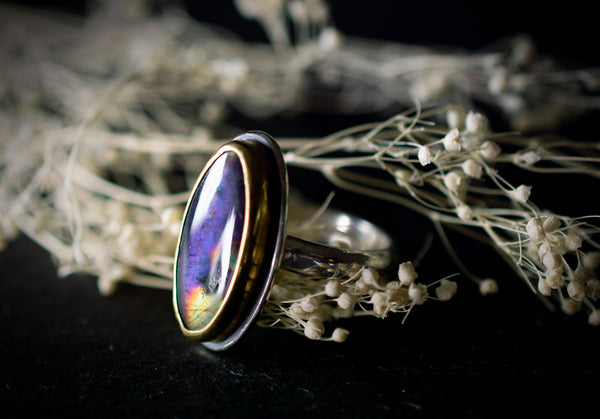 Exclusive Spectrolite Ring: 22k Gold and Sterling Silver Fusion, f50