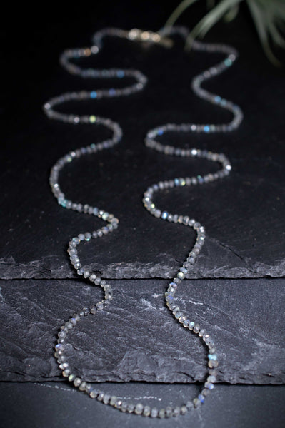 Long Labradorite Gemstone Layering Necklace,  n131