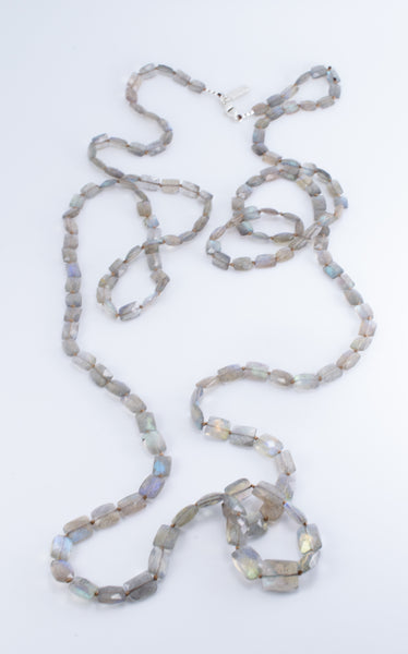 Hand Knotted Labradorite Wrap Layering Necklace, n76