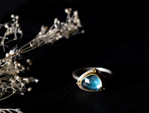 Blue Topaz Ring in 22k Gold and Sterling Silver, f30