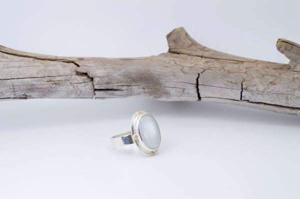 Glowing White Moonstone Statement Ring, f16