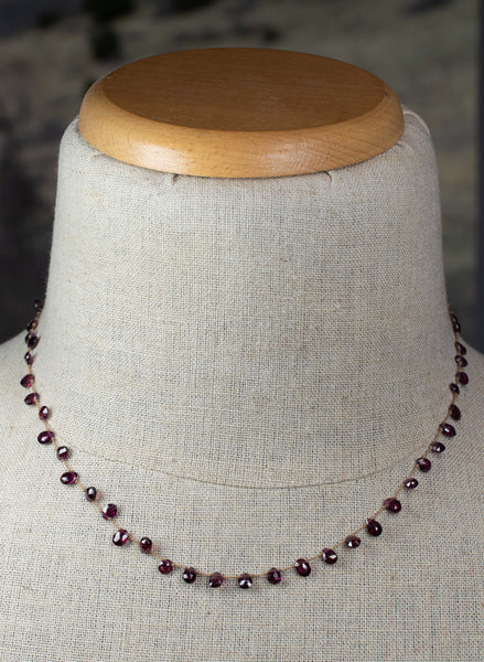 Garnet Briolette TearDrop Necklace, n140