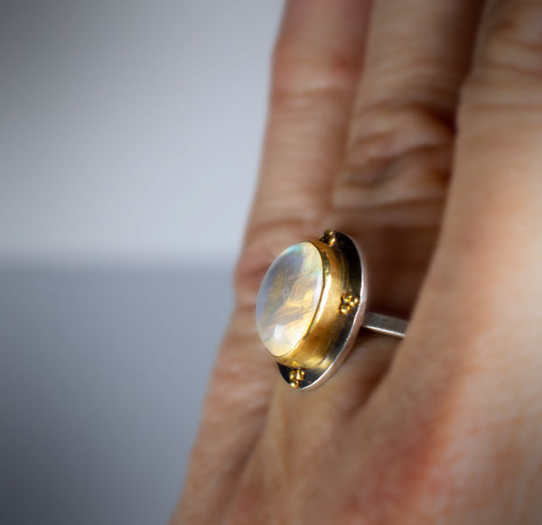 Rainbow Moonstone Statement Ring, f38