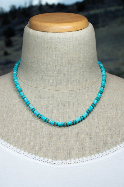 Hand knotted Turquoise Bead Necklace, n106