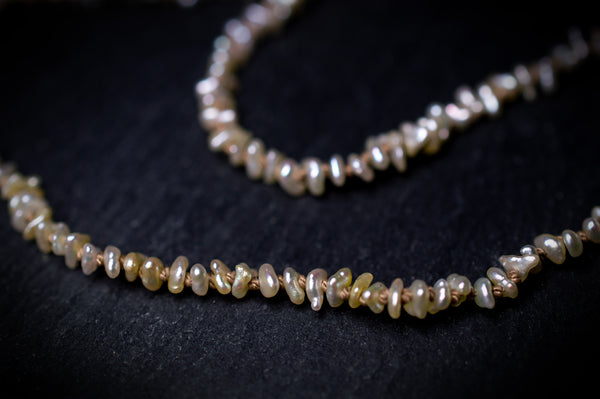 Australian Opal in 22k Gold Knotted with Akoya Keshi Pearls, n203