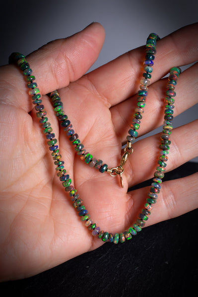 Dark Ethiopian Opal Candy-style Necklace, n205