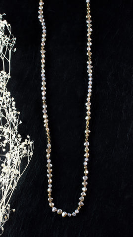 Japanese Akoya Saltwater Pearl Hand Knotted Necklace with Zircon Gemstone and Solid 14k Gold, n83