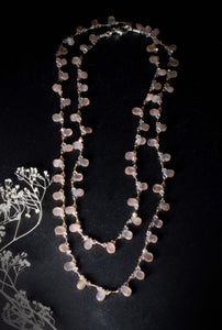Shimmering Long Moonstone Wrap Necklace, n38