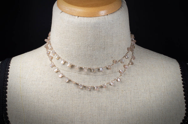 Shimmering Long Moonstone Wrap Necklace, n38