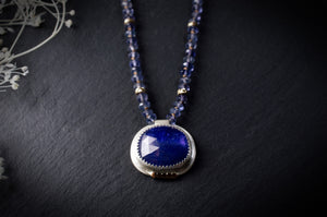 Periwinkle Tanzanite and Iolite and Gold Artisan Necklace, n5