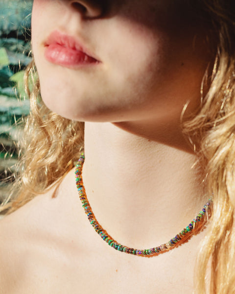 Dark Ethiopian Opal Candy-style Necklace, n205