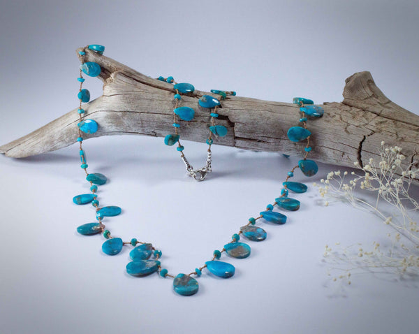 High-Grade Sleeping Beauty Turquoise Beaded Necklace, n66